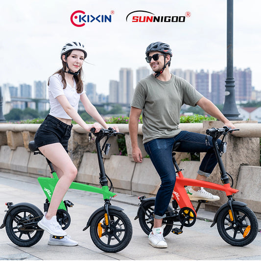 SUNNIGOO Electric Fat Tire Bike 20MPH For Adults 14" Folding Ebike