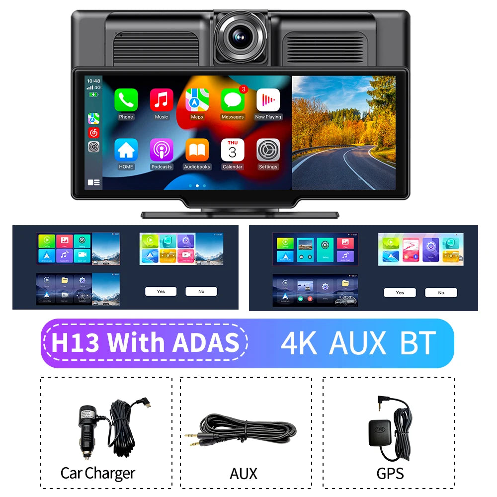 Wireless CarPlay & Android Auto Dash Cam GPS Navigation