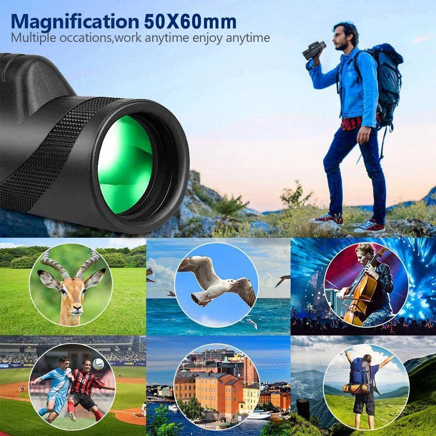 Phone Camera 50X60 Monocular For Smartphones