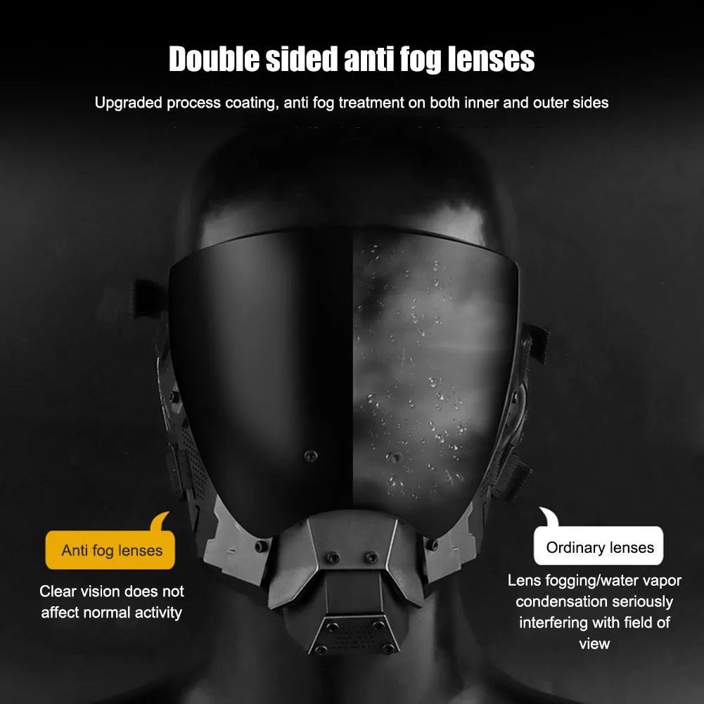 Cyberpunk Tactical Commander Mask Full Face Anti-fog Paintball Mask Double Sided Detachable Airsoft Wargame Protective Gear