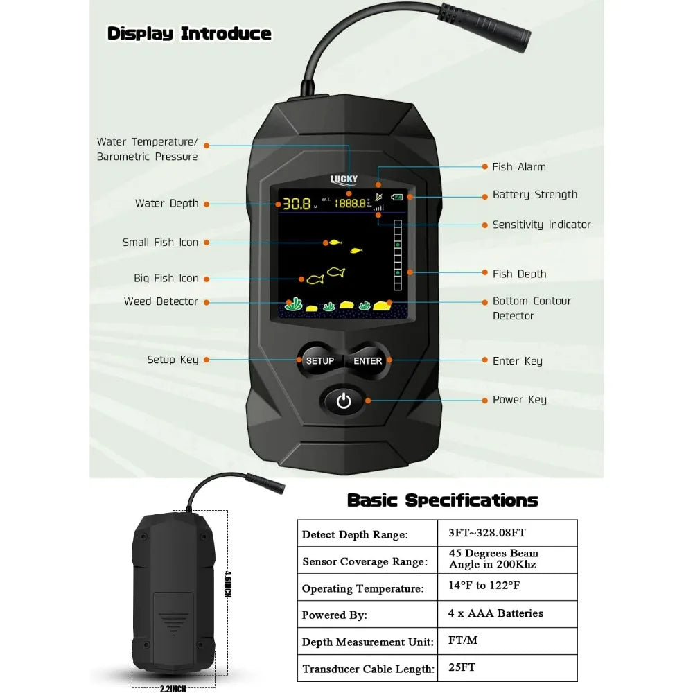 Portable Fish Finder Depth Finder Sonar Transducer