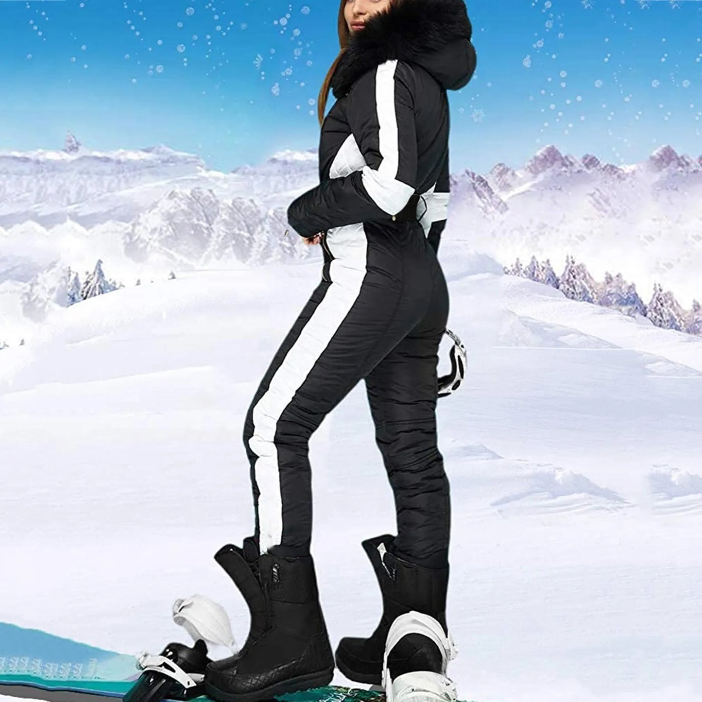 Women's Skiing Suites Jumpsuit Waterproof Removable Collar