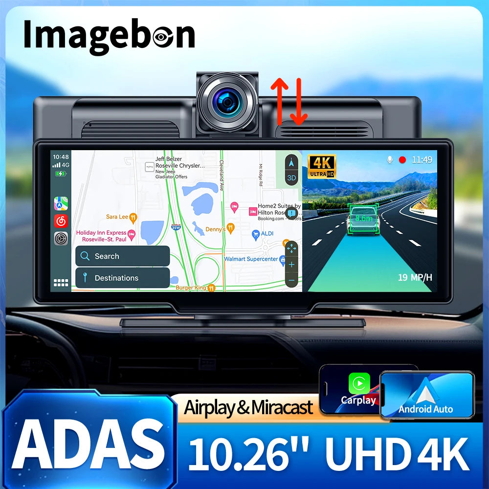 Wireless CarPlay & Android Auto Dash Cam GPS Navigation