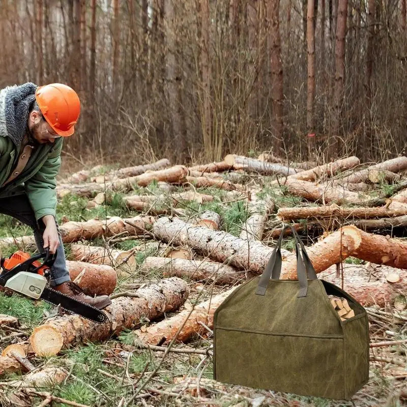 Firewood Canvas Log Carrying Tote