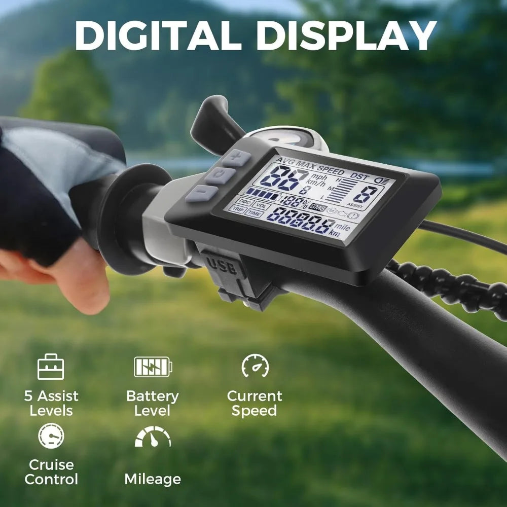 48V Ebike, 3H Fast Charge, LCD Display, Electric