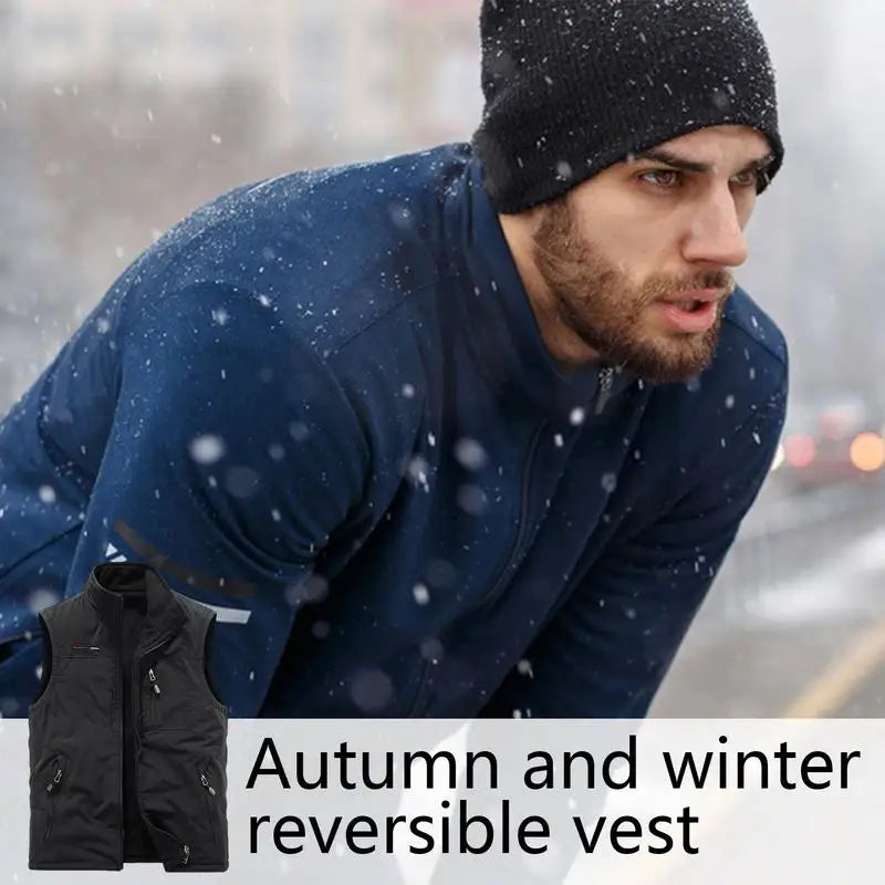 Winter Vest Men Padded Lightweight Double-Sided