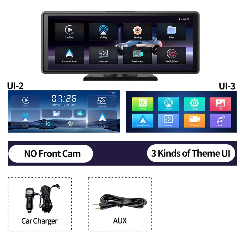 Wireless CarPlay & Android Auto Dash Cam GPS Navigation