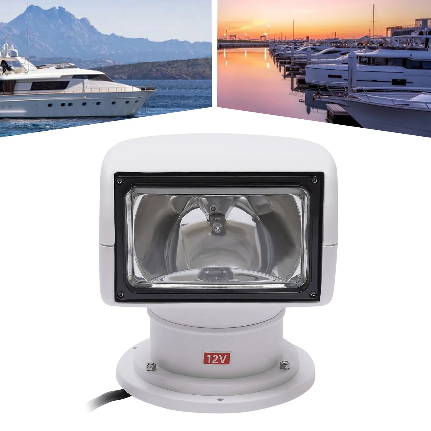 100w Spotlight Marine Remote Controlled Boat SearchLight 12v 360° Waterproof Degree Rotate Omnibearing Lighting Marine Spotlight