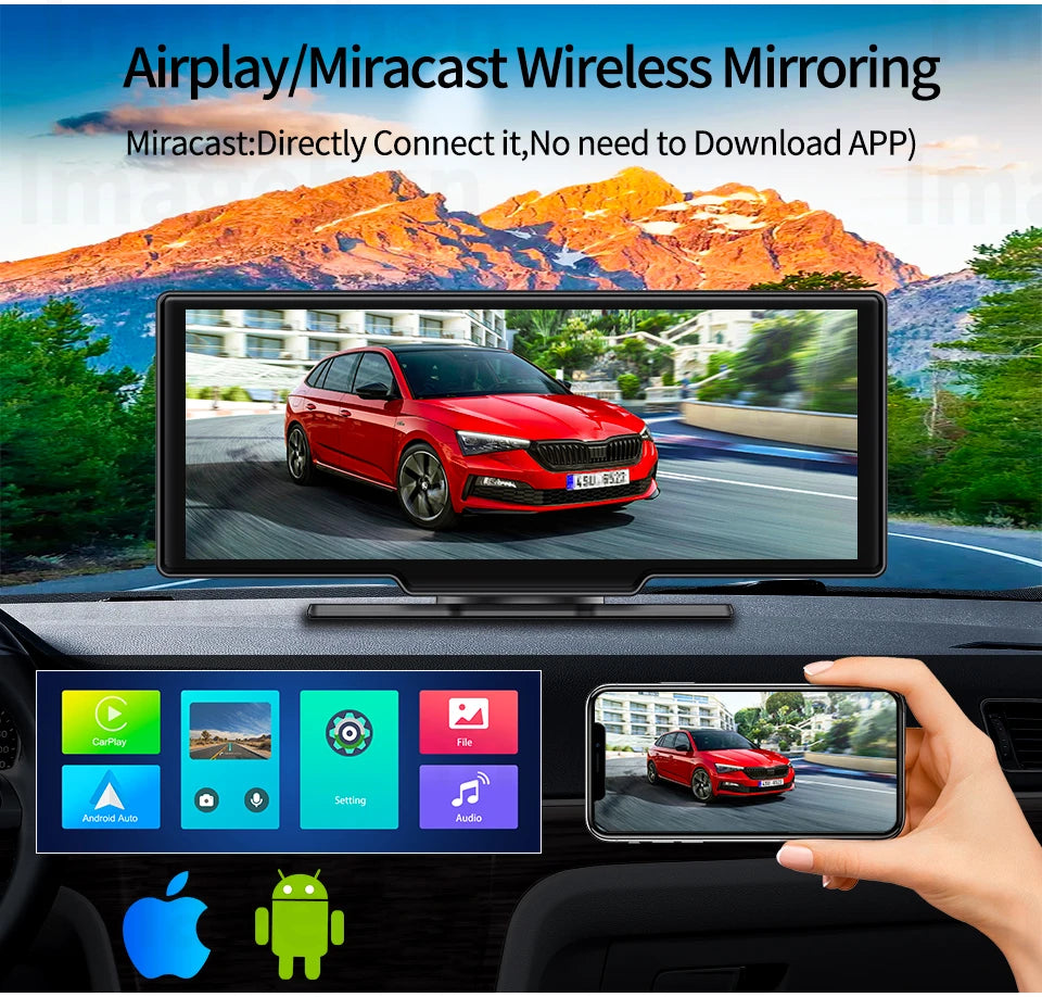 Wireless CarPlay & Android Auto Dash Cam GPS Navigation