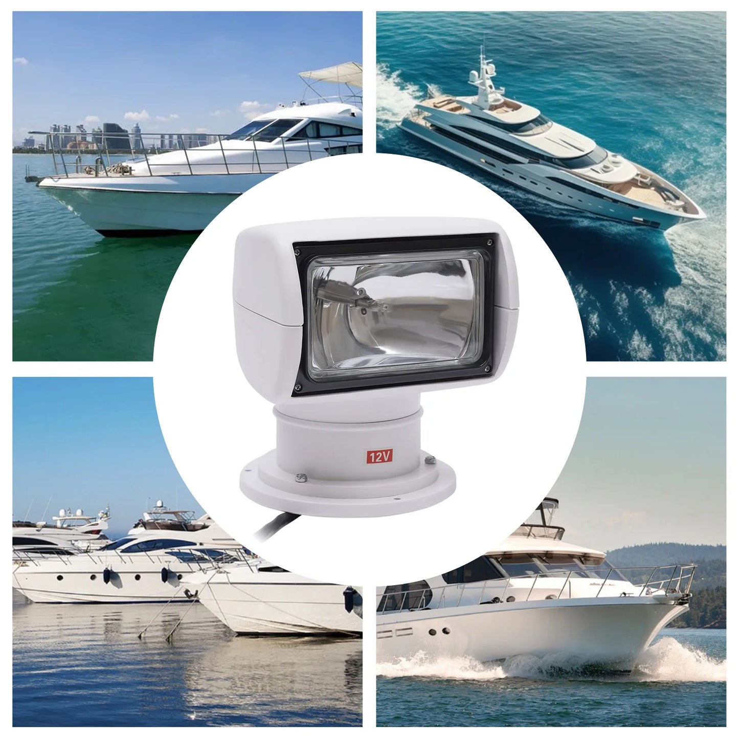 100w Spotlight Marine Remote Controlled Boat SearchLight 12v 360° Waterproof Degree Rotate Omnibearing Lighting Marine Spotlight