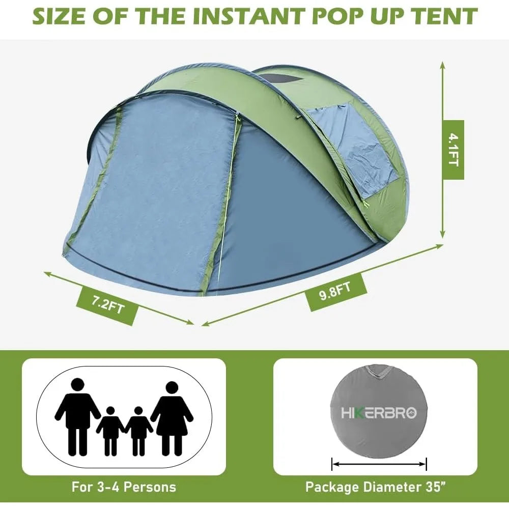 Pop Up Tent, 4 Person Skylight, Waterproof