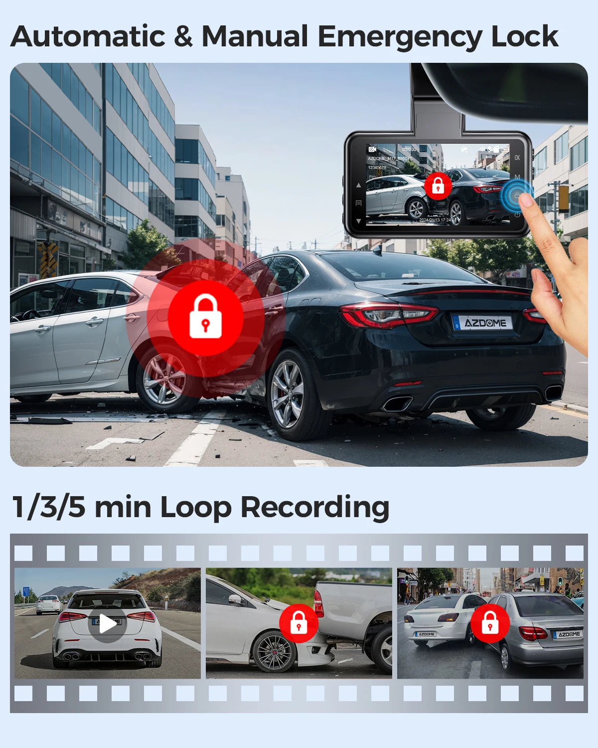 AZDOME Dash Cam Built-in ADAS GPS Car Camera