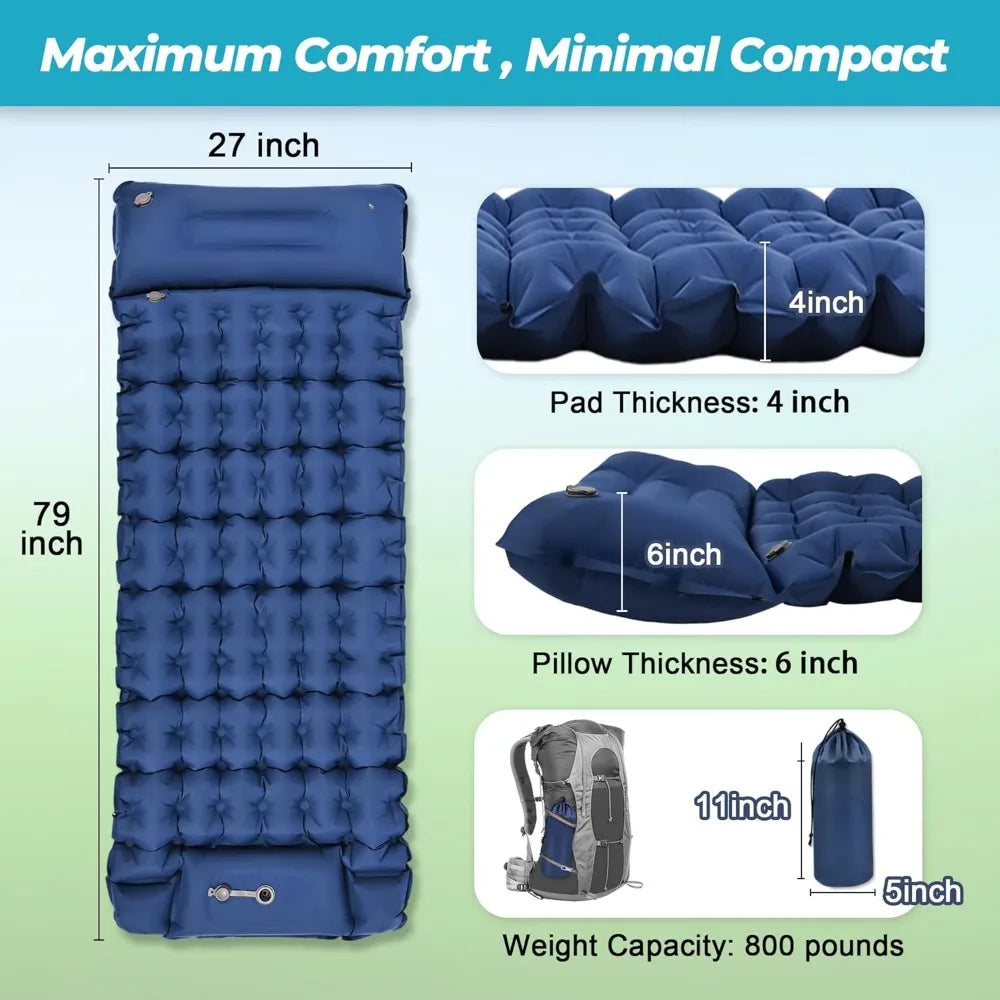 Ultralight Inflatable Mattress with Pillow