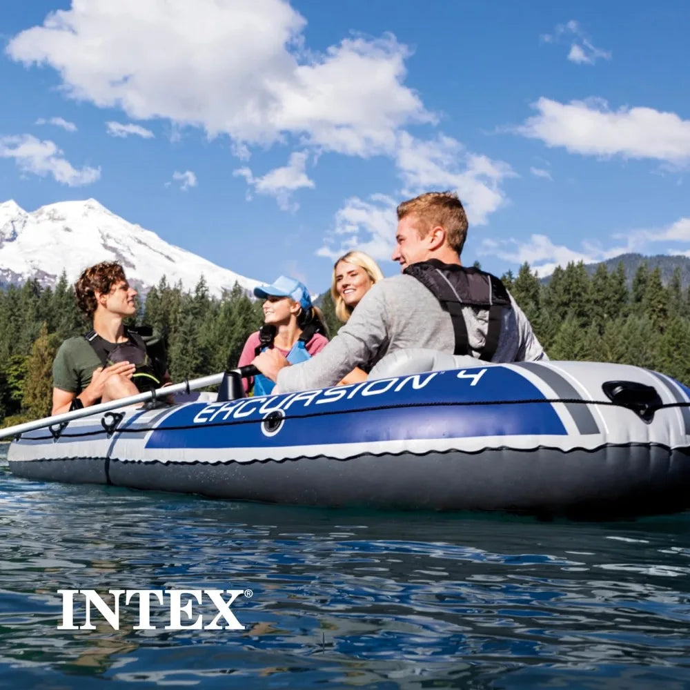 Excursion Inflatable Boat Series: Includes Deluxe 54in Boat Oars and High-Output Pump – SuperTough PVC