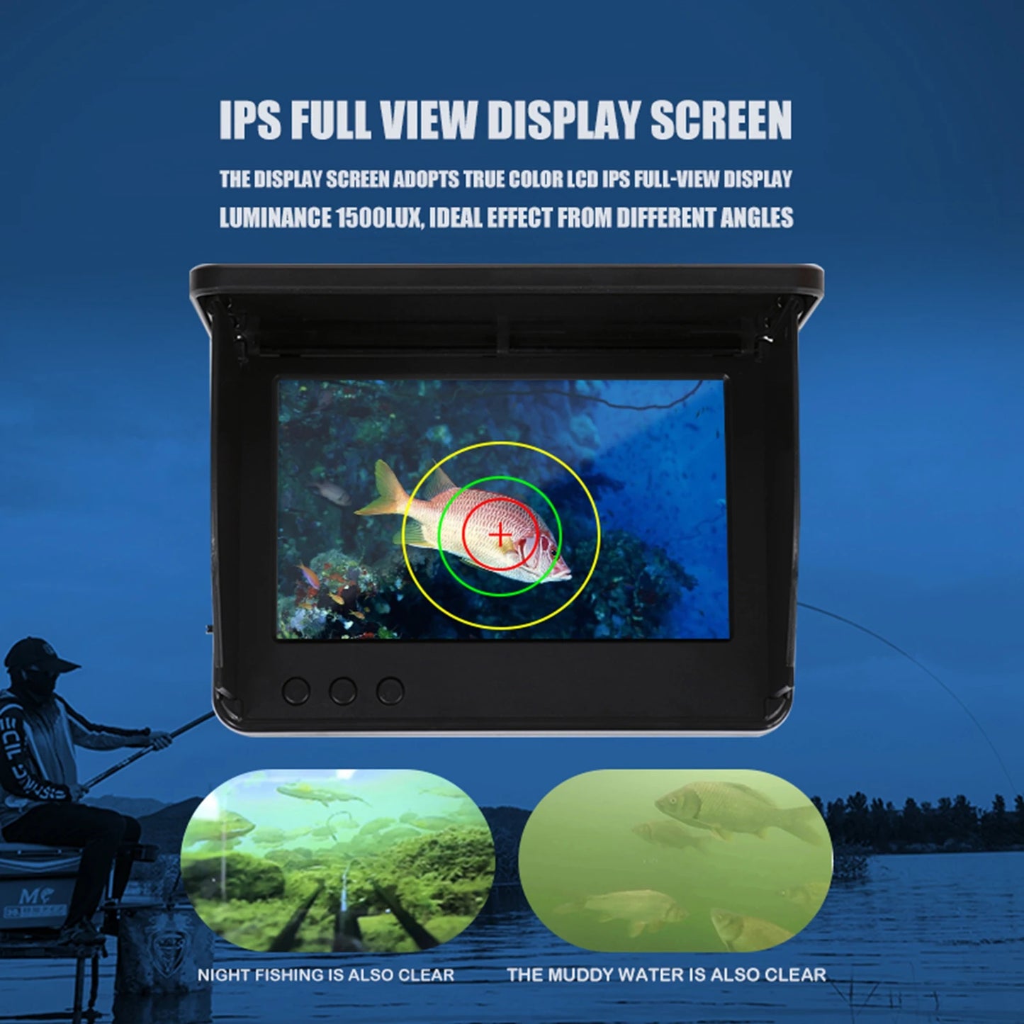 Underwater Fishing Camera HD 220° Wide Angle Infrared Night Vision Black Fishfinder Color Display Outdoor Fishing Equipment