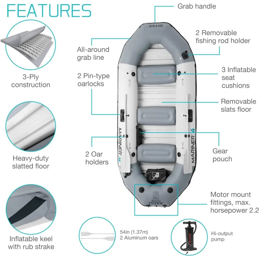 4 Person Inflatable Boat Set