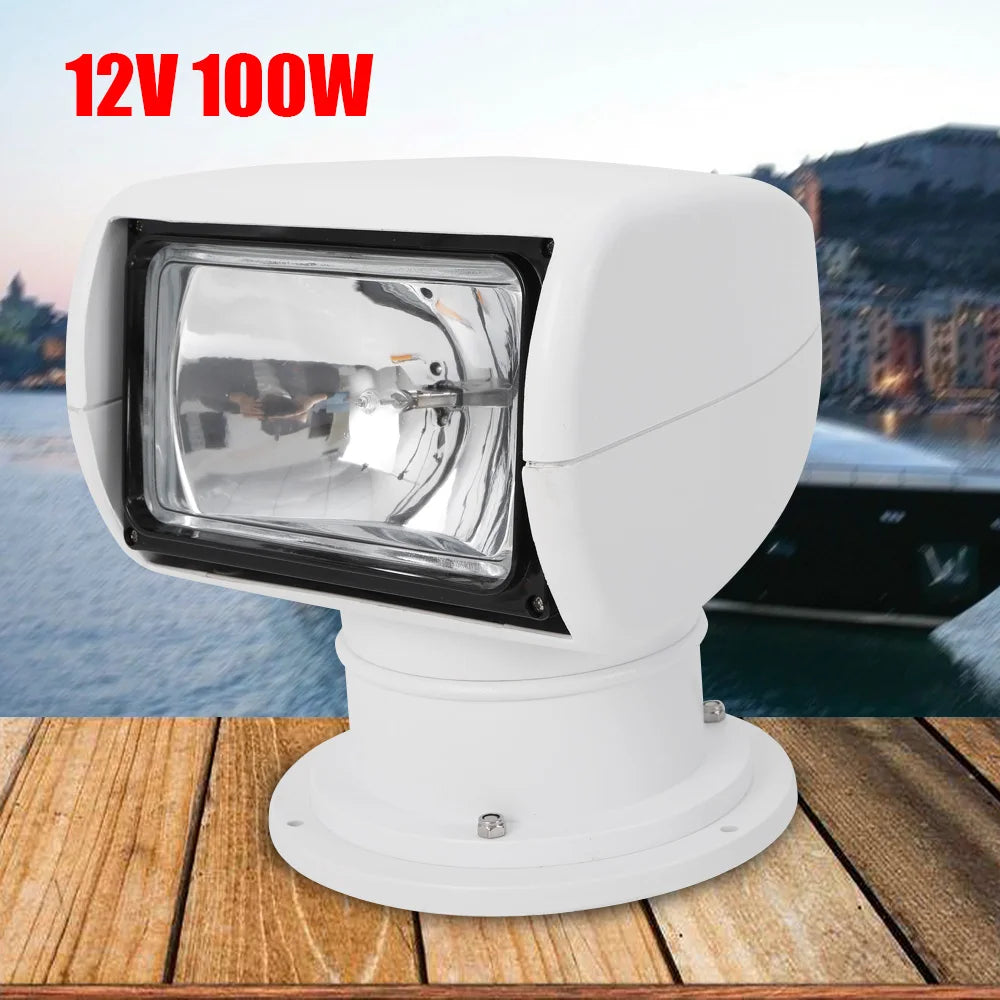 100w Spotlight Marine Remote Controlled Boat SearchLight 12v 360° Waterproof Degree Rotate Omnibearing Lighting Marine Spotlight