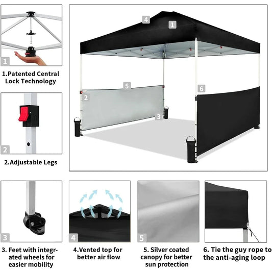 10x10 Pop up Canopy  2 Half Sidewalls,