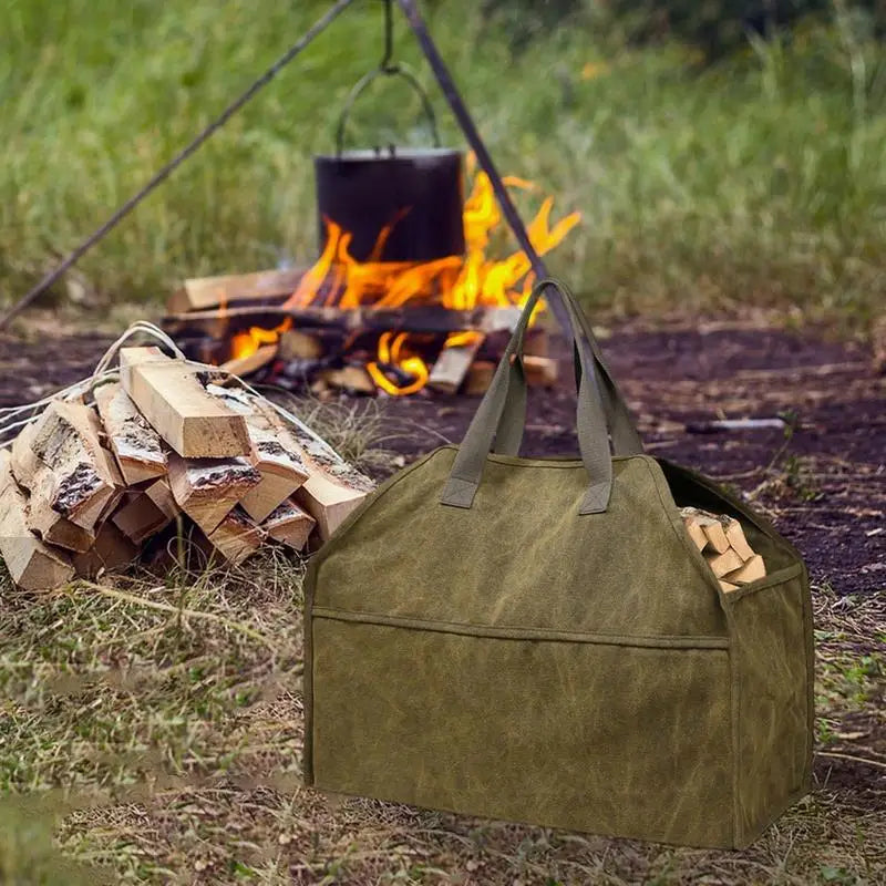 Firewood Canvas Log Carrying Tote