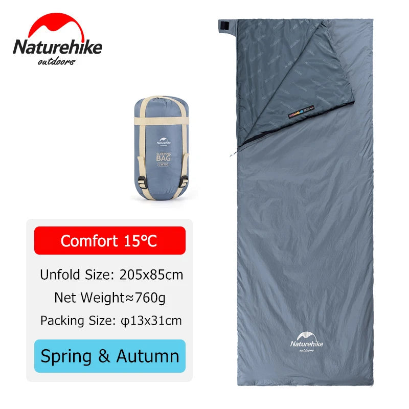 Naturehike Sleeping Bag Ultralight LW180 Waterproof Cotton Sleeping Bag Nature Hike Summer Hiking Camping Sleeping Bag