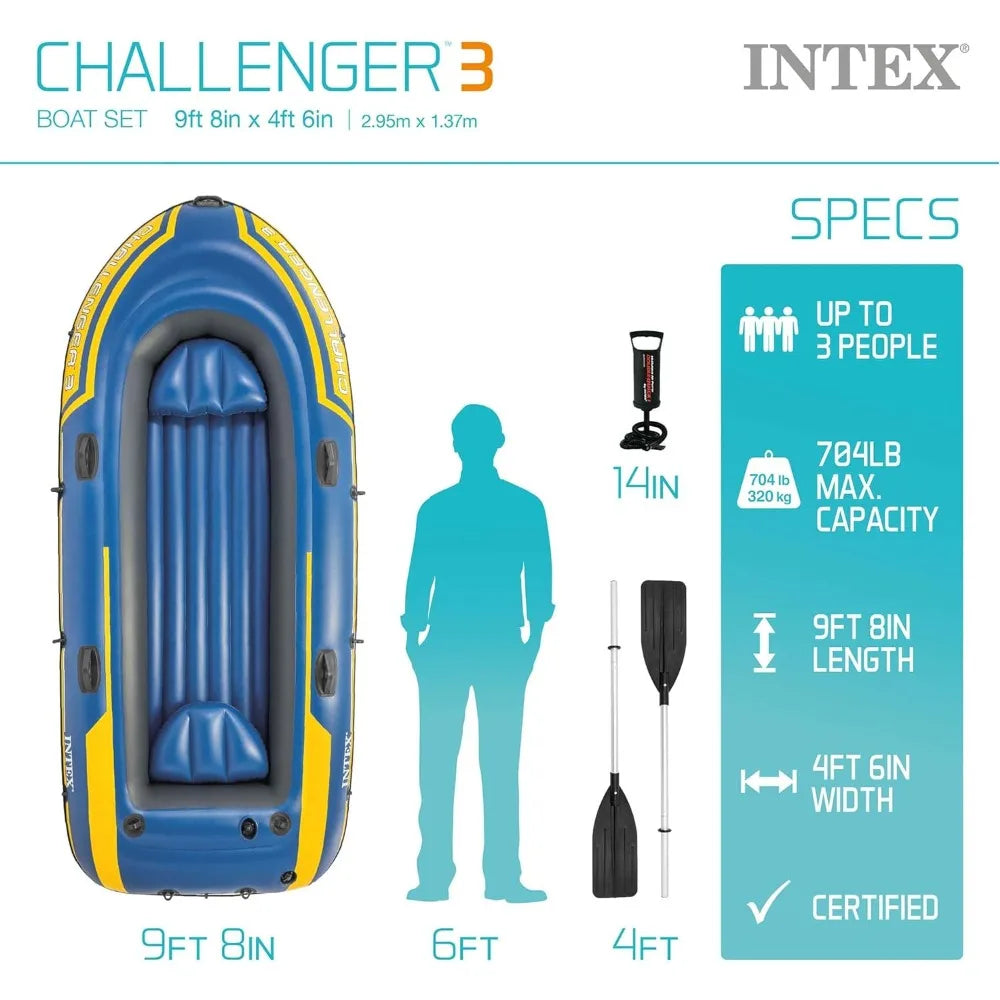 Challenger Inflatable Boat Series: Includes Deluxe Boat Oars and High-Output Pump  SuperStrong PVC Triple Air Chambers