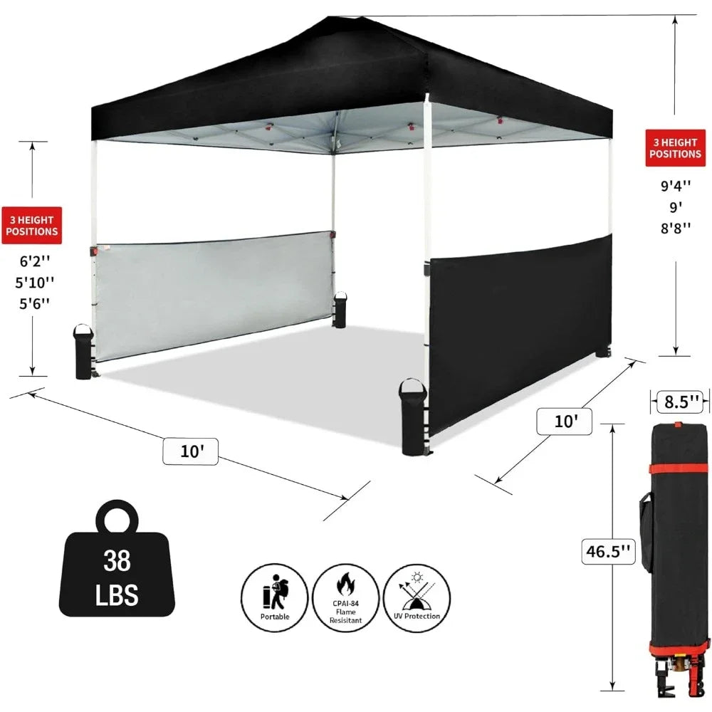 10x10 Pop up Canopy  2 Half Sidewalls,