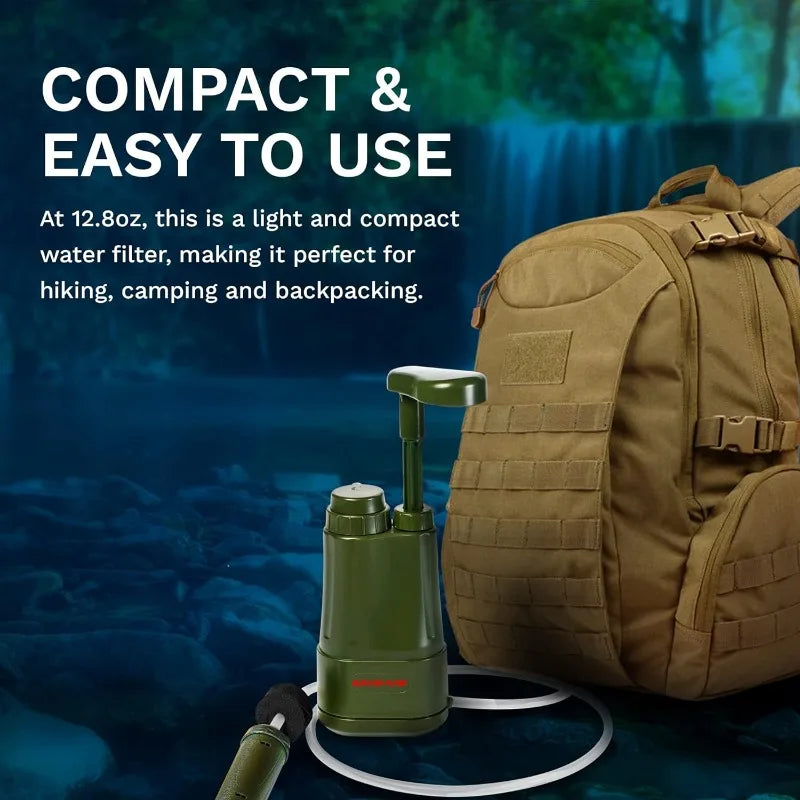 Hand Pump Camping Water Filtration Purifier Survival