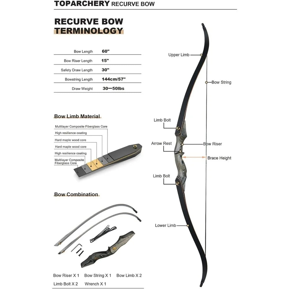 60'' Recurve Bow and Arrow Set