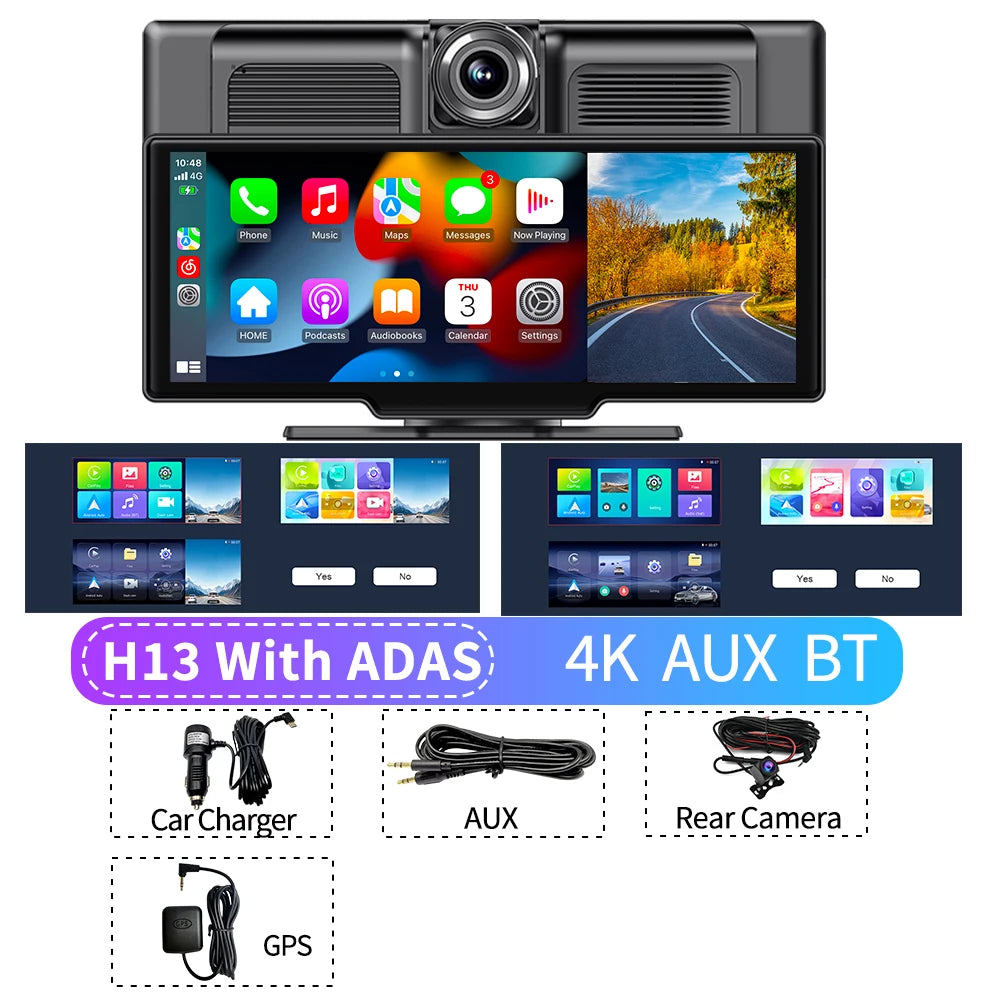 Wireless CarPlay & Android Auto Dash Cam GPS Navigation