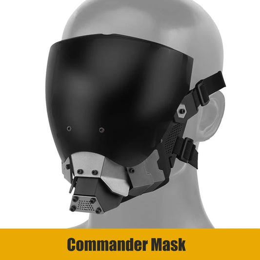 Cyberpunk Tactical Commander Mask Full Face Anti-fog Paintball Mask Double Sided Detachable Airsoft Wargame Protective Gear