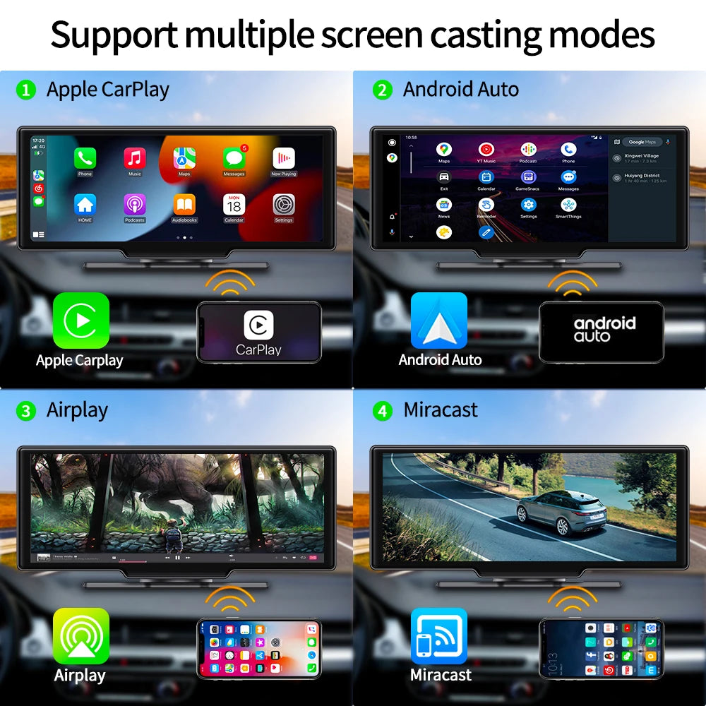 Wireless CarPlay & Android Auto Dash Cam GPS Navigation